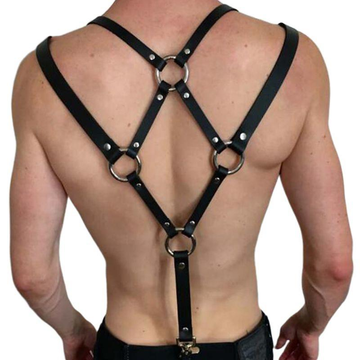 Unique Men's Sexy PU Leather Body Harness / Adjustable Chest Half Suspenders in Fetish - EVE's SECRETS